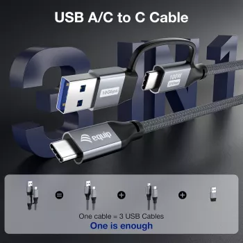 Equip 128431 cable USB USB 3.2 Gen 2x2 1 m USB A/USB C USB C negro