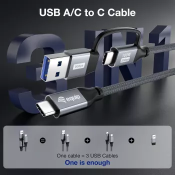 Equip 128433 cable USB USB 3.2 Gen 2x2 3 m USB A/USB C USB C negro