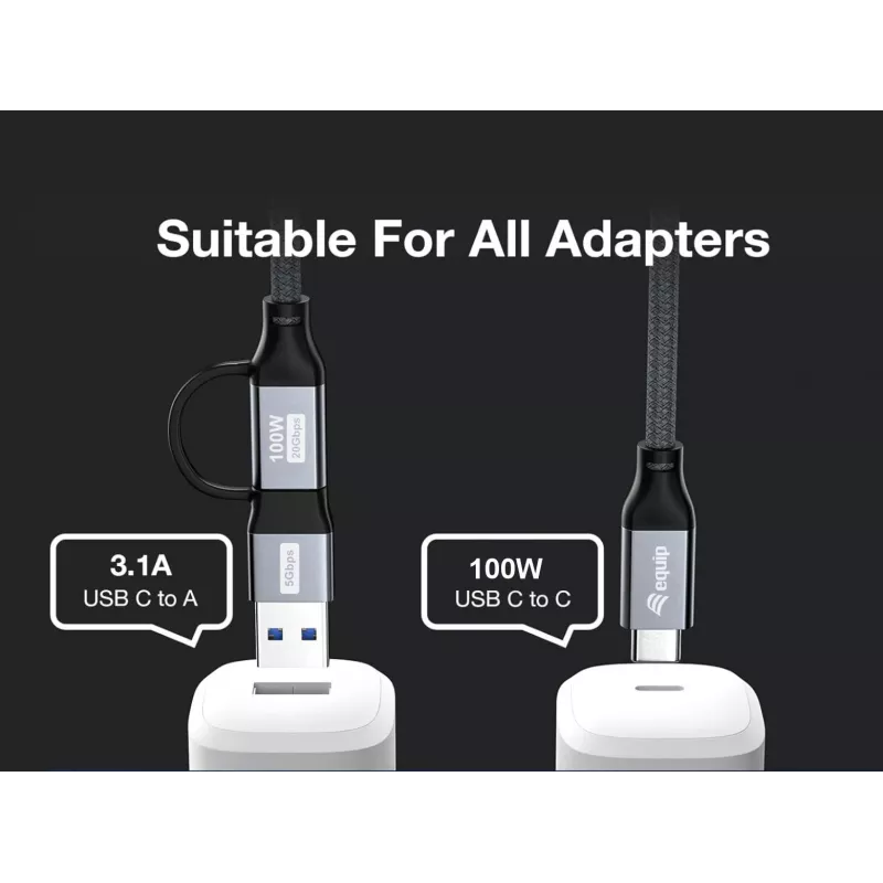 Equip 128433 cable USB USB 3.2 Gen 2x2 3 m USB A/USB C USB C negro