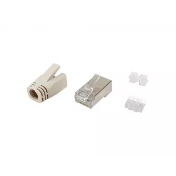 Equip Cat.6A RJ45 set de conectores macho apantallados 100 uds. acero inoxidable transparente blanco