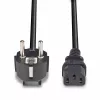 Lindy 3m Cable de alimentación Schuko conector macho 2 pines a IEC C13, Negro, 3 m, CEE7/7, Conector hembra C13