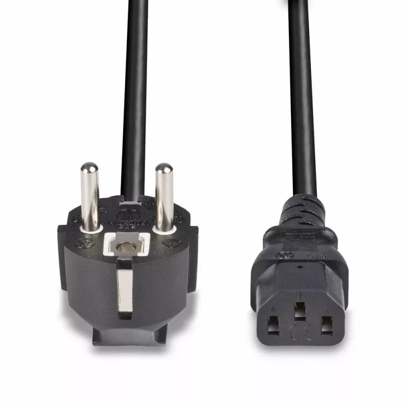 Lindy 3m Cable de alimentación Schuko conector macho 2 pines a IEC C13, Negro, 3 m, CEE7/7, Conector hembra C13