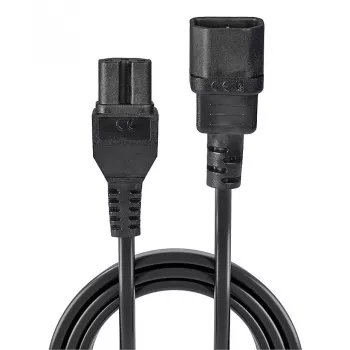 Lindy 2m Cable de alimentación IEC C14 a IEC C15 'Hot Condition', Negro