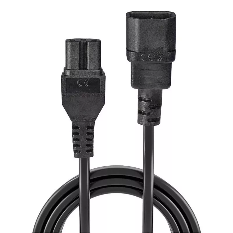 Lindy 2m Cable de alimentación IEC C14 a IEC C15 'Hot Condition', Negro