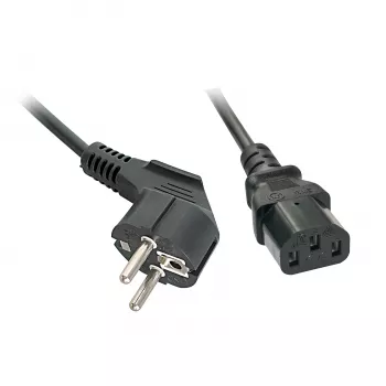 Lindy cable de alimentación Schuko acodado a C13 de 2 m, conector macho Type F, conector hembra C13, H05VV-F3G