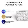 Teclado mini compacto Logitech Pebble Keys 2 K380s — RF Wireless + Bluetooth, QWERTY US International, blanco