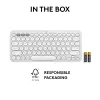 Teclado mini compacto Logitech Pebble Keys 2 K380s — RF Wireless + Bluetooth, QWERTY US International, blanco