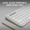 Teclado mini compacto Logitech Pebble Keys 2 K380s — RF Wireless + Bluetooth, QWERTY US International, blanco
