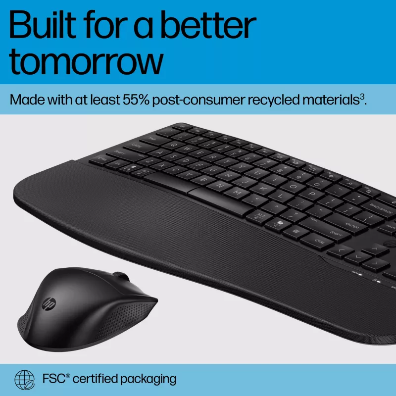 HP 685 Combo de teclado y ratón Comfort Dual-Mode inalámbrico Bluetooth tamaño completo