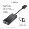 HP 1WC36AA adaptador de USB-C a HDMI 2.0, USB-C macho a HDMI hembra, negro