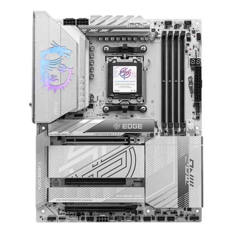 Placa base MSI MPG X870E EDGE TI WIFI, Chipset AMD X870E, Socket AM5, ATX, DDR5, 4×DIMM, Wi‑Fi 7, 5Gb LAN, 4×M.2