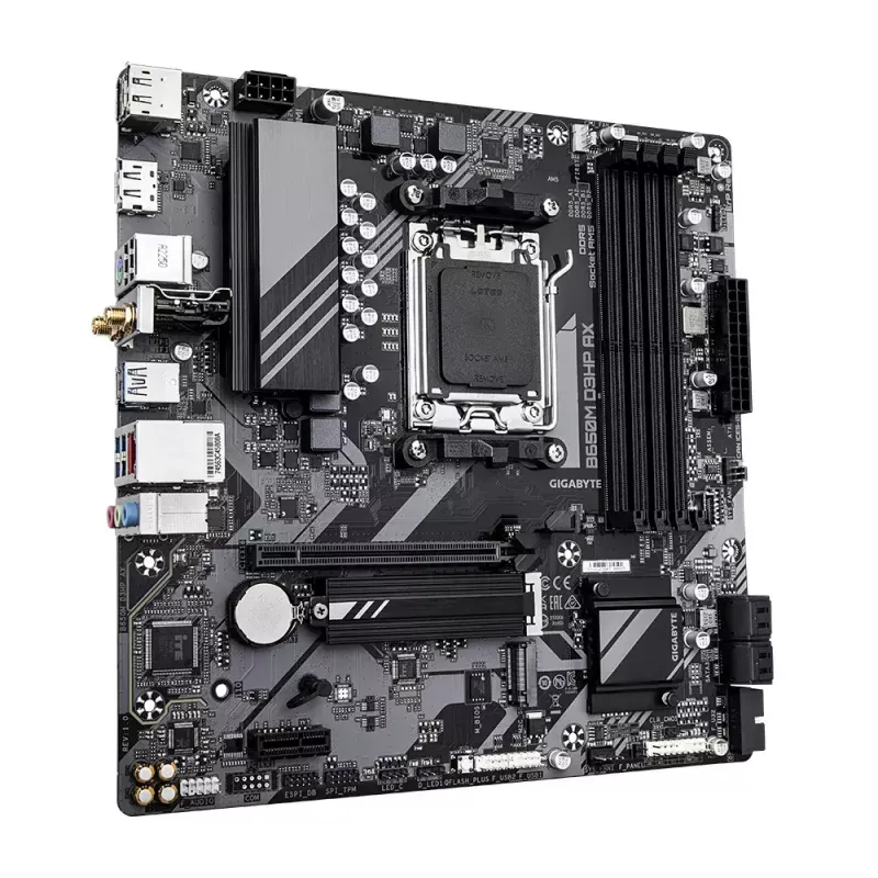 Placa base GIGABYTE B650M D3HP AX Micro ATX, AMD AM5, B650, 4x DDR5 DIMM, 256GB, Wi‑Fi, 2.5Gb LAN