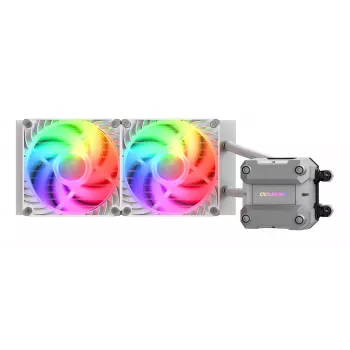 Refrigeración líquida CPU COUGAR Poseidon Ultra 240, ARGB, blanca, refrigeración líquida todo en uno, 12 cm, 500 RPM, 2200 RPM, blanca