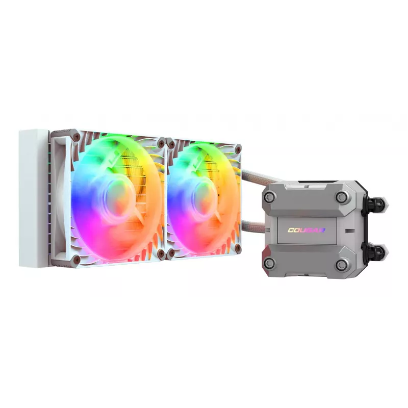 Refrigeración líquida CPU COUGAR Poseidon Ultra 240, ARGB, blanca, refrigeración líquida todo en uno, 12 cm, 500 RPM, 2200 RPM, blanca