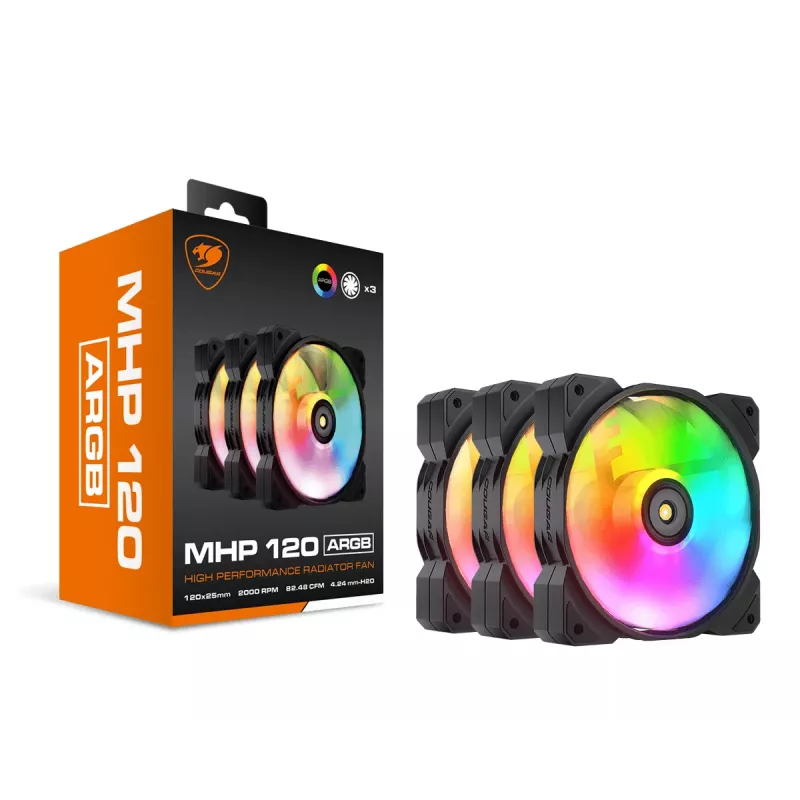 Ventilador de caja COUGAR MHP 120 ARGB, negro (pack de 3)