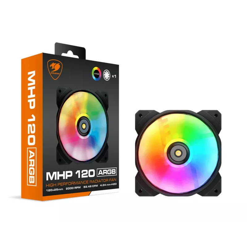 Ventilador de caja COUGAR MHP 120 ARGB, negro