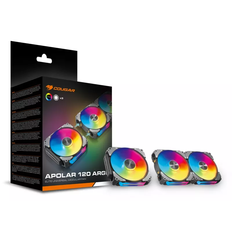 Ventilador de caja COUGAR Apolar 120 ARGB, negro (pack de 3)