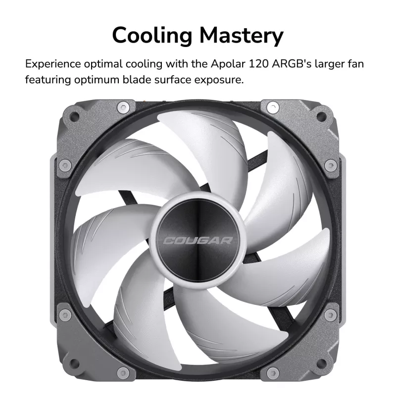 Ventilador de caja COUGAR Apolar 120 ARGB, blanco, ventilador, 12 cm, blanco
