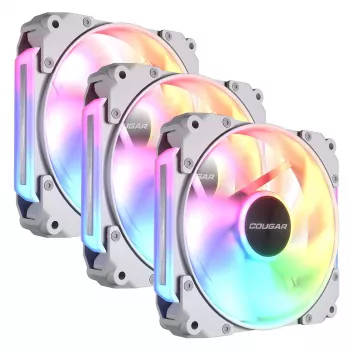 Ventilador de caja COUGAR Apolar 120 ARGB, Reverse Blade, blanco (pack de 3)