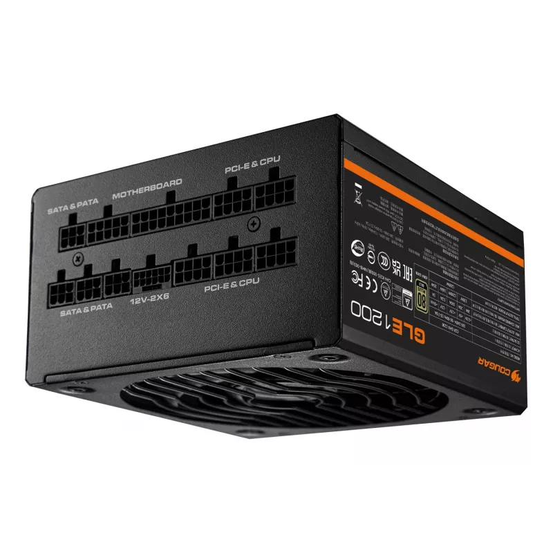 Fuente de alimentación COUGAR GLE 1000W ATX 3.1, 80 PLUS Gold, 100–240 V, 50/60 Hz, ATX de 20+4 pines, ventilador de 135 mm, negro