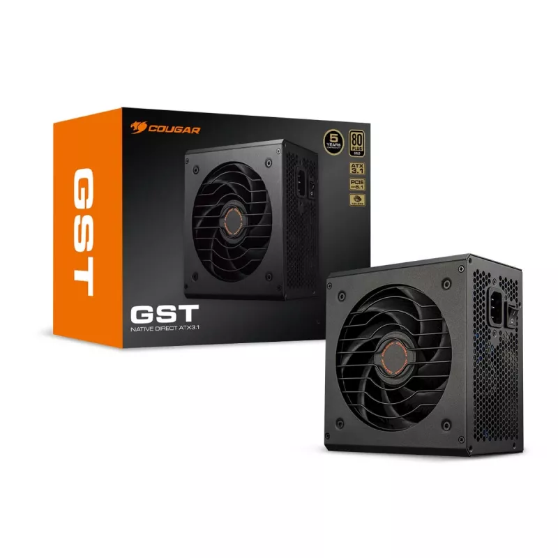 Fuente de alimentación COUGAR GST 850W ATX3.1 / 80 Plus Gold, 850 W, 100 - 240 V, 50/60 Hz, 12 - 6 A, 120 W, 850 W