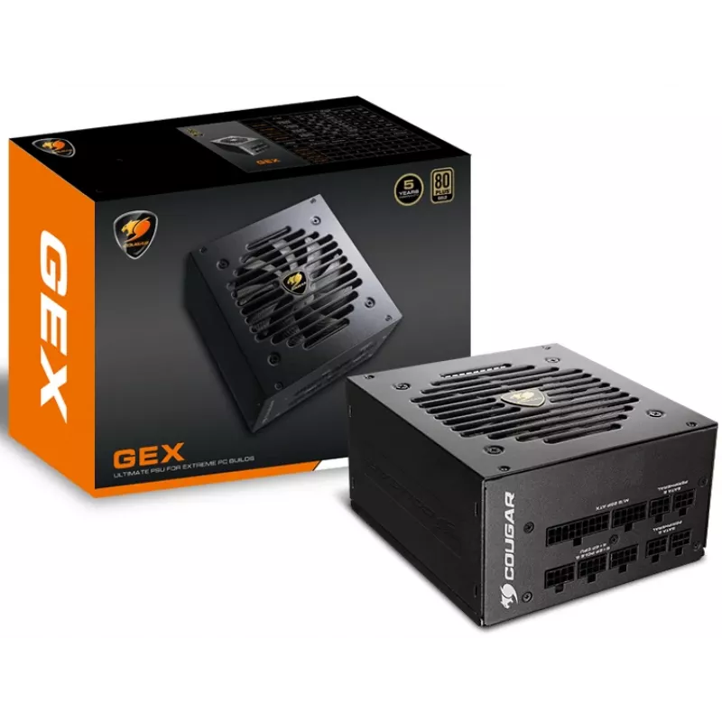 Fuente de alimentación COUGAR GEX 750W ATX3.0 / 80 Plus Gold / Modular, 750 W, 100 - 240 V, 50 - 60 Hz, 10 - 5 A, 10 A, 5 A