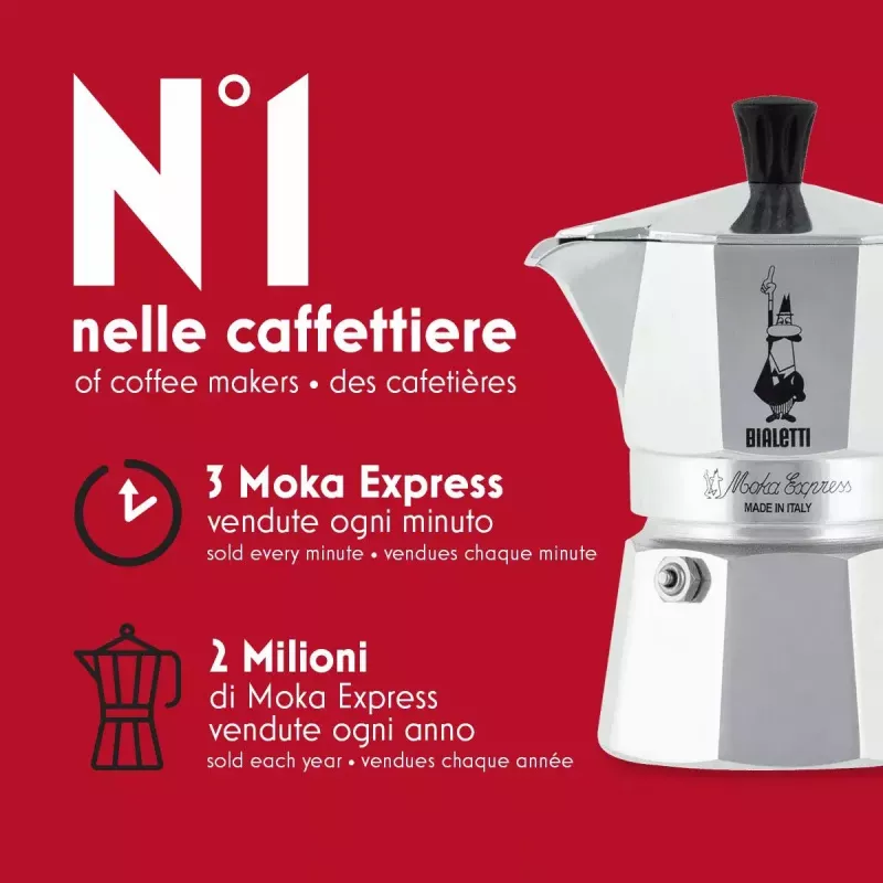 Cafetera italiana BIALETTI Moka Express aluminio 2 tazas (100 ml) Negra