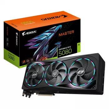 Tarjeta gráfica GIGABYTE AORUS GeForce RTX 5080 MASTER 16G - 16GB GDDR7, 256bit, PCI-E 5.0, 2805MHz Core Clock, 3 x DisplayPort, 1 x HDMI, GV-N5080AORUS M-16GD
