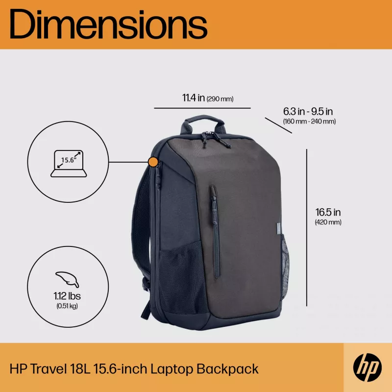 Mochila para portátil HP Travel 18 Litros 15.6 Iron Gris