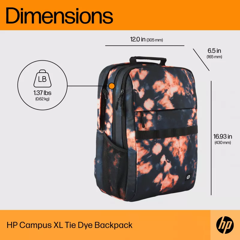Mochila de ocio HP Campus XL Tie Dye Mochila Negra Poliéster