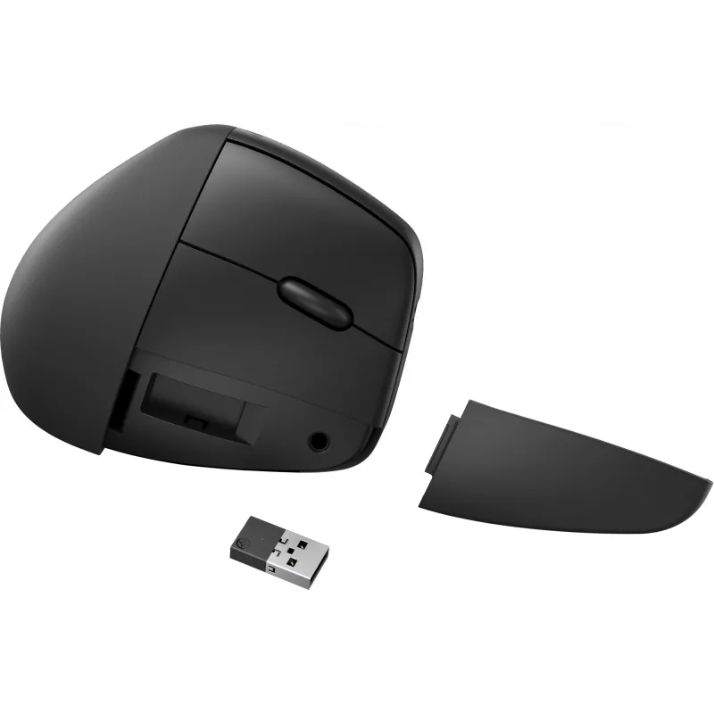 HP 920 Ratón inalámbrico ergonómico, Diestro, diseño vertical, Bluetooth + USB Type-A, 4000 DPI, Negro