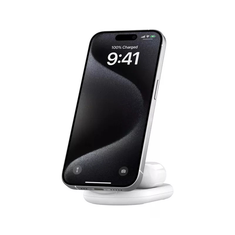 BELKIN Boostcharge Qi2 15w Magnetic 2in1 Soporte – Blanco