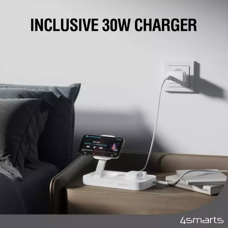 Cargador inalámbrico 4smarts Qi2 Universal blanco cargador rápido interior AC 12V