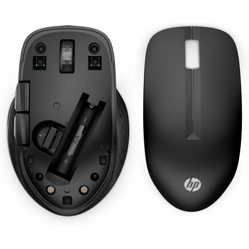 HP 430 ratón inalámbrico multidispositivo, ambidiestro, óptico, RF inalámbrico + Bluetooth, 1200 DPI, negro