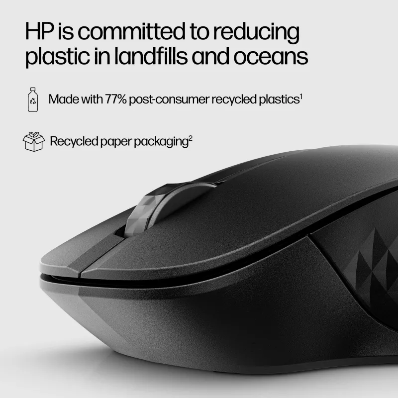 HP 430 ratón inalámbrico multidispositivo, ambidiestro, óptico, RF inalámbrico + Bluetooth, 1200 DPI, negro
