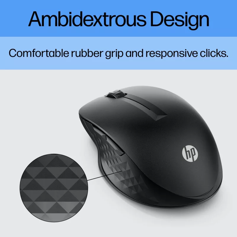 HP 430 ratón inalámbrico multidispositivo, ambidiestro, óptico, RF inalámbrico + Bluetooth, 1200 DPI, negro