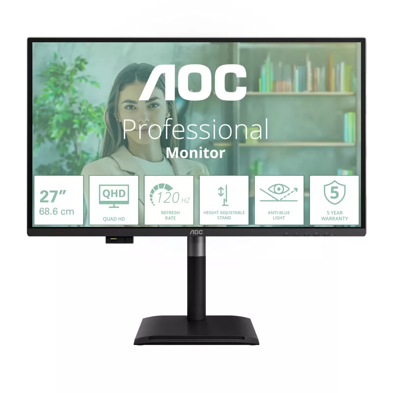 AOC Q27P4U Monitor de ordenador 68,6 cm (27 inch) 2560 x 1440 píxeles Wide Quad HD Negro