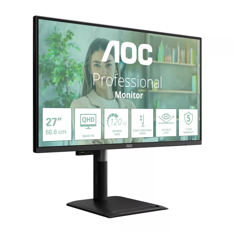 AOC Q27P4U Monitor de ordenador 68,6 cm (27 inch) 2560 x 1440 píxeles Wide Quad HD Negro