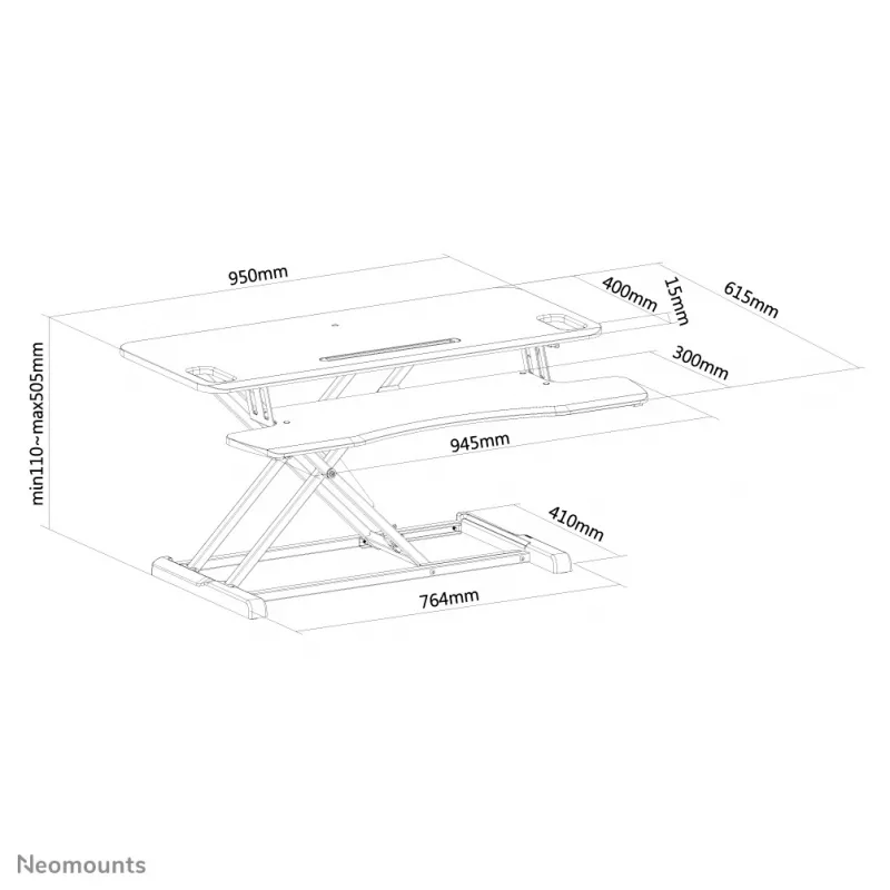 Neomounts NS-WS300Negro Puesto de trabajo sentado-de pie – Resorte de gas