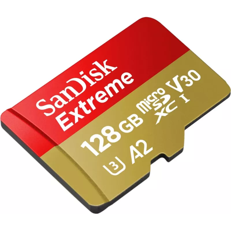 WESTERN DIGITAL Extreme microSDXC 128GB Adaptador SD para cámaras de acción y drones 170MB/s 80MB/s A2 C10 V30 UHS-I U3