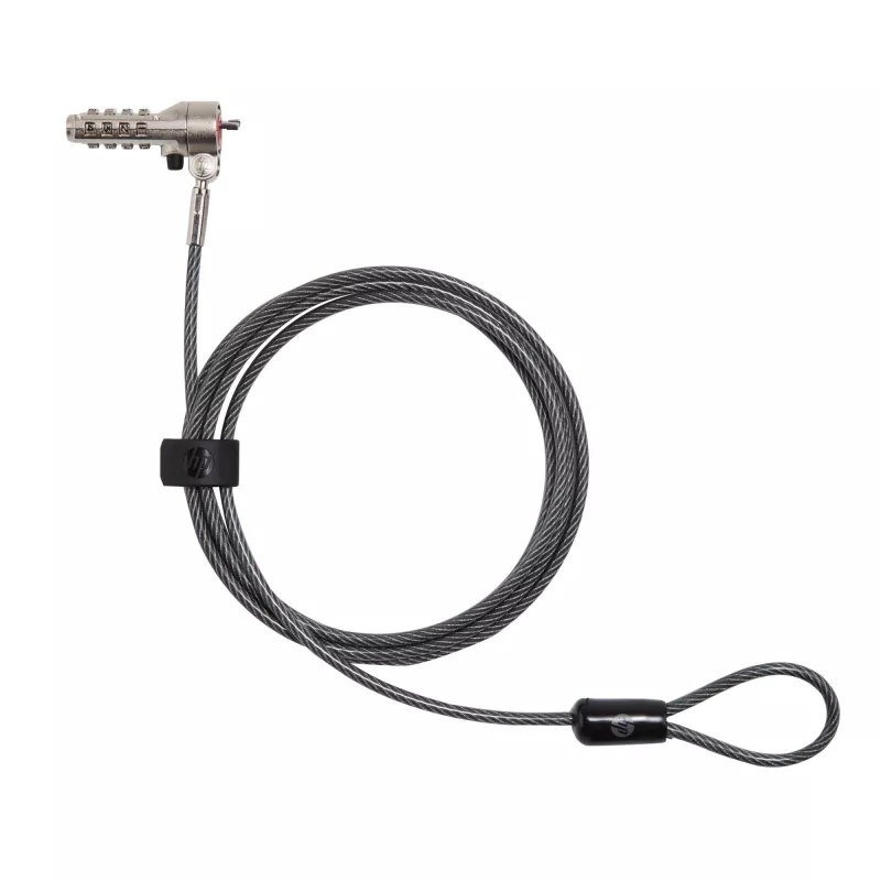 HP Essential Nano Candado de combinación para cable, 1,83 m, Candado de combinación, Acero inoxidable