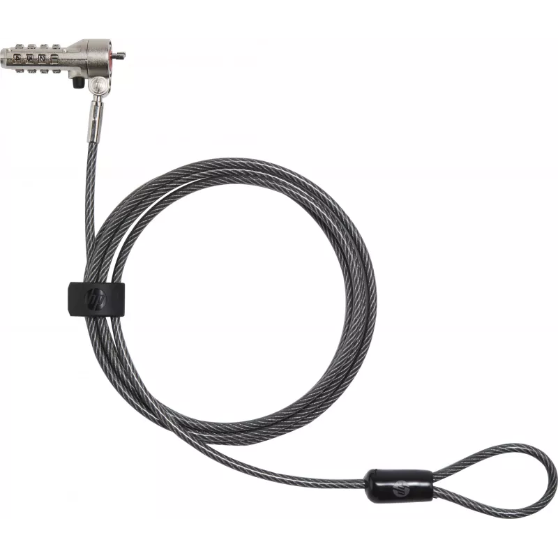 HP Essential Nano Candado de combinación para cable, 1,83 m, Candado de combinación, Acero inoxidable