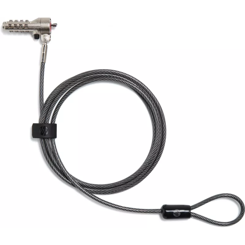 HP Essential Nano Candado de combinación para cable, 1,83 m, Candado de combinación, Acero inoxidable