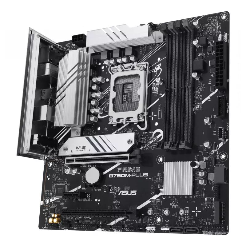 Placa base ASUS PRIME B760M-PLUS — Intel B760, LGA 1700, micro-ATX, DDR5, 4 DIMM, 192 GB, 2,5 Gb LAN, 2x M.2