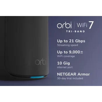 NETGEAR Orbi 870 tribanda (2,4 GHz / 5 GHz / 6 GHz) Wi-Fi 7 negro 4 antenas internas