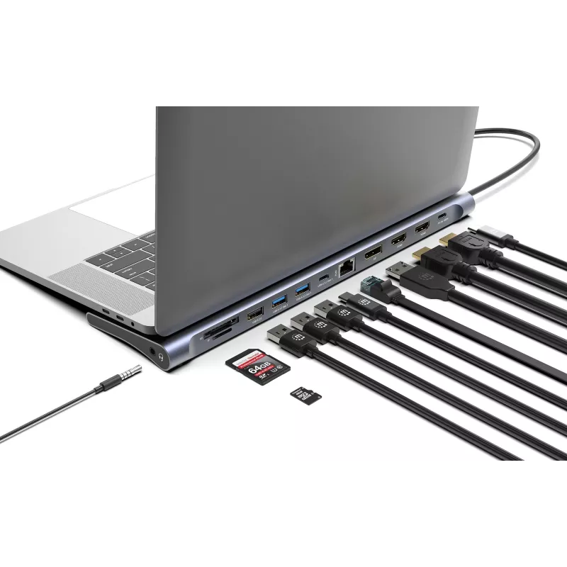 Dock/hub Manhattan USB-C 10 puertos 4K 60Hz Power Delivery