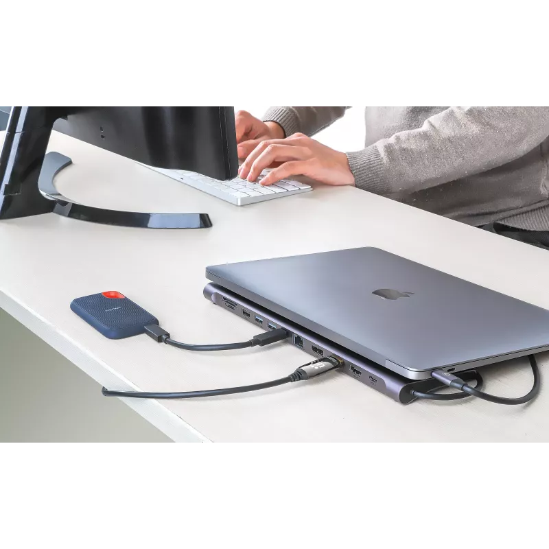 Dock/hub Manhattan USB-C 10 puertos 4K 60Hz Power Delivery