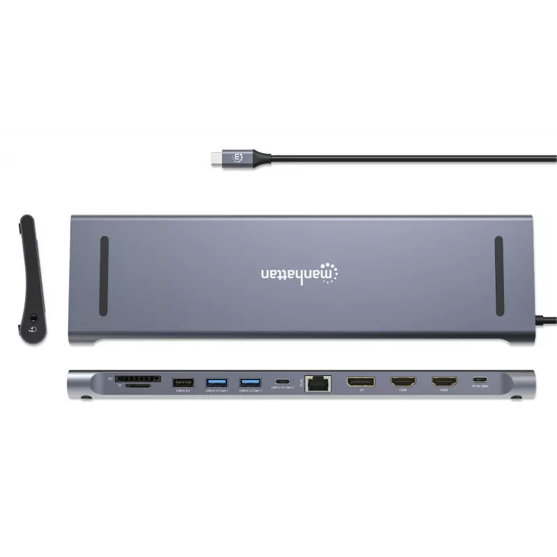 Dock/hub Manhattan USB-C 10 puertos 4K 60Hz Power Delivery