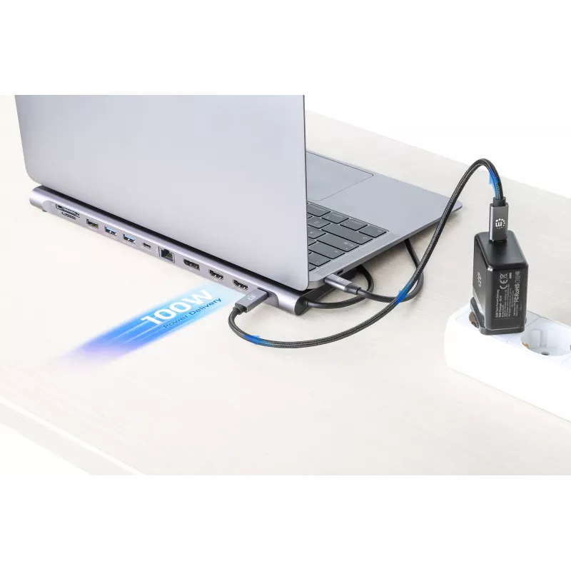 Dock/hub Manhattan USB-C 10 puertos 4K 60Hz Power Delivery