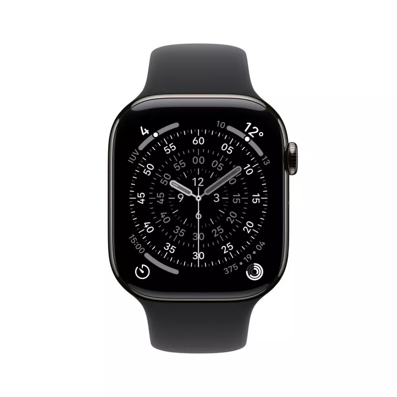 APPLE Watch Series 11 GPS + Cellular 46mm carcasa de titanio pizarra con correa deportiva negra S/M